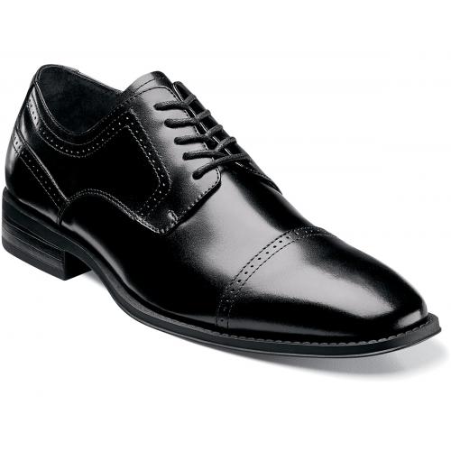 Stacy Adams "Waltham" Black Genuine Leather Cap Toe Oxford Shoes 20138-001.