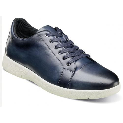 Stacy Adams "Hawkins" Indigo Genuine Burnished Leather Cap Toe Lace Up Sneakers 25294-401.