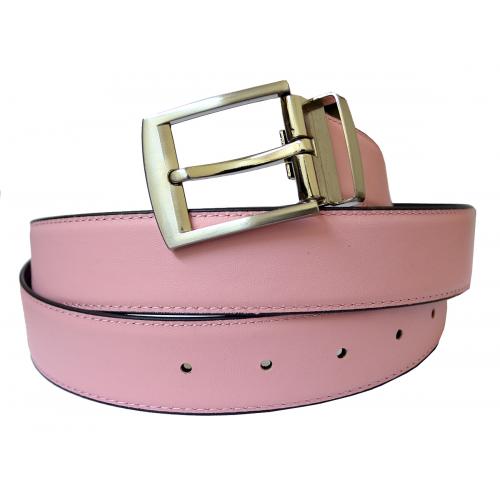 Serpi Pink / Black Smooth Genuine Leather Reversible Wide Width Belt RP/35