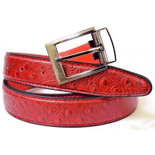 Serpi Red Ostrich Print Genuine Leather Belt F1/30