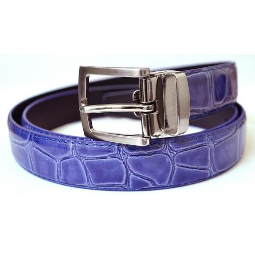Serpi Purple Alligator Print Genuine Leather Belt F9/30