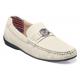 Stacy Adams "Cyd" White Genuine Perforated Leather Moc Toe Bit Slip On 25264-100.