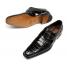 Mezlan "Dallas" Black All-Over Genuine Crocodile Monk Strap Shoes 14436-F