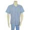 Successos Sky Blue / Metallic Gold Emboidered Front Short Sleeve Linen Outfit SP3354