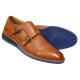 Tayno "Duval" Cognac Vegan Leather Contrast Sole Double Monk Strap Sneakers