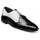 Stacy Adams "Russo'' Black / White Ostrich Quill / Hornback Print Leather Plain Toe Oxford Shoes 25273-111.