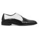 Stacy Adams "Russo'' Black / White Ostrich Quill / Hornback Print Leather Plain Toe Oxford Shoes 25273-111.