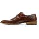 Stacy Adams "Russo''  Cognac Ostrich Quill / Hornback Print Leather Plain Toe Oxford Shoes 25273-221.