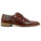 Stacy Adams "Russo''  Cognac Ostrich Quill / Hornback Print Leather Plain Toe Oxford Shoes 25273-221.