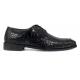 Stacy Adams "Giansanti'' Black Crocodile Print Leather Plain Toe Oxford Shoes 25272-001.