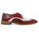 Stacy Adams "Trazino'' White / Red Crocodile / Lizard Print Leather Wingtip Toe Oxford Shoes 25271-120.