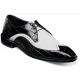 Stacy Adams "Trazino'' Black / White Crocodile / Lizard Print Leather Wingtip Toe Oxford Shoes 25271-111.