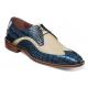 Stacy Adams "Trazino'' Blue Multi Crocodile / Lizard Print Leather Wingtip Toe Oxford Shoes 25271-460.