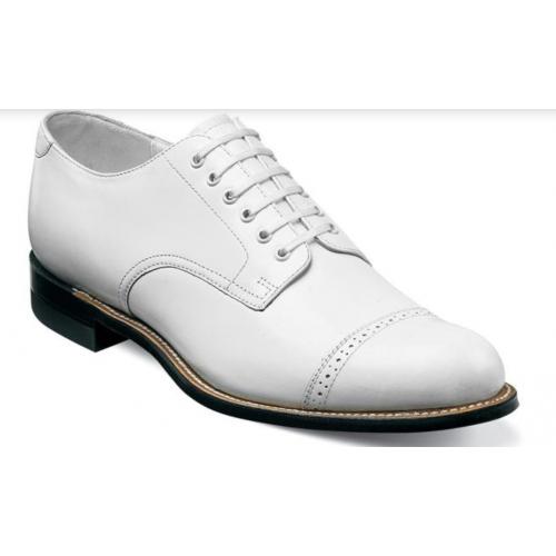 Stacy Adams "Madison'' White Goatskin Leather Cap Toe Oxford Shoes 00012-07.