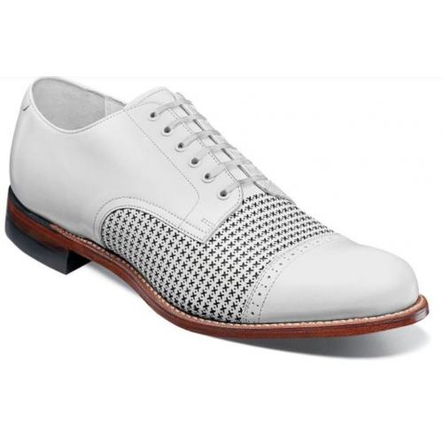 Stacy Adams "Madison'' White Goatskin leather Cap Toe Oxford Shoes 00905-100.