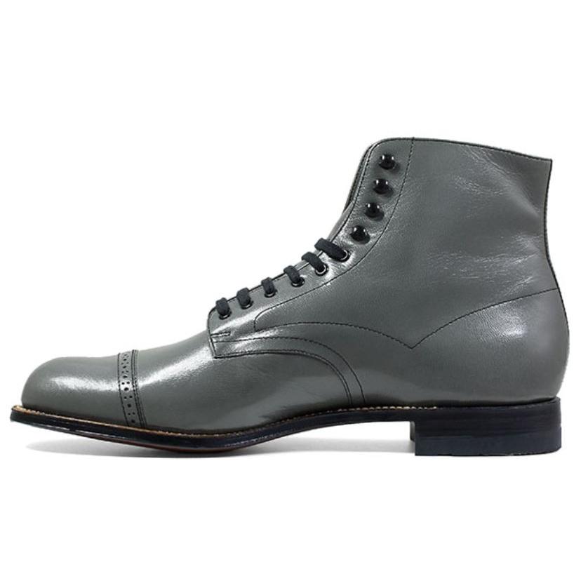 Stacy Adams Madison'' Steel Grey Goatskin Leather Cap Toe Lace-Up Boots ...