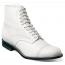 Stacy Adams "Madison'' White Goatskin Leather Cap Toe Lace-Up Boots 00015-100.