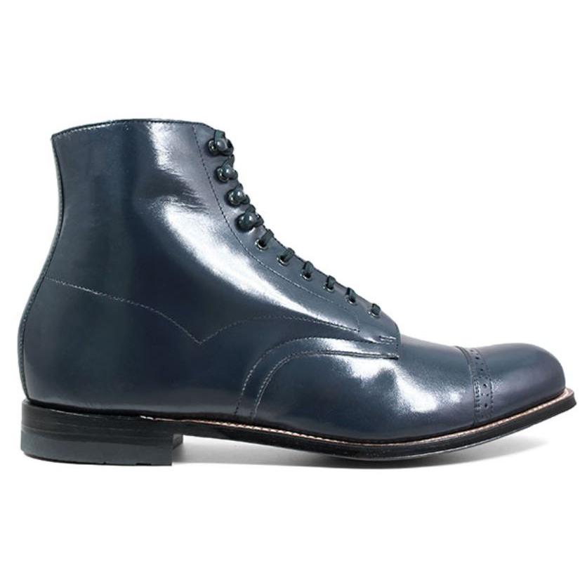 Stacy Adams Madison'' Navy Goatskin Leather Cap Toe Lace-Up Boots 00015 ...