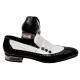 Mauri 4821/1 Black / White Genuine Body Alligator / Ostrich Loafer Shoes With Plexiglass Heel/Dice.