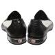 Mauri 4821/1 Black / White Genuine Body Alligator / Ostrich Loafer Shoes With Plexiglass Heel/Dice.