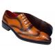 Fiesso Whiskey Brown Burnished Genuine Calfskin Leather Wing Tip Oxford Shoes FI8710