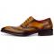Fiesso Whiskey Brown Burnished Genuine Calfskin Leather Wing Tip Oxford Shoes FI8710