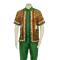 Prestige Green / Gold / White Hand Laced Irish Linen Short Sleeve Outfit LUX-986