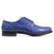 Stacy Adams "Madison'' Blue Goatskin Leather / Anaconda Print Plain Toe Shoes 00055-400.