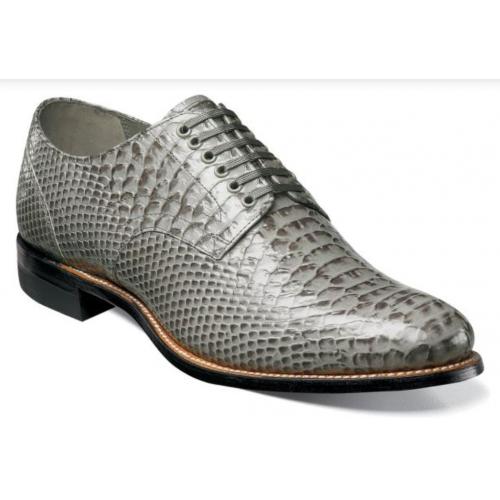 Stacy Adams "Madison'' Grey Goatskin Leather / Anaconda Print Plain Toe Shoes 00055-020.