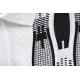 Silversilk White / Black Button Up Knitted Short Sleeve Shirt 6320