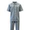 Stacy Adams Denim Blue / Taupe / White Linen / Cotton Short Sleeve Outfit 6870