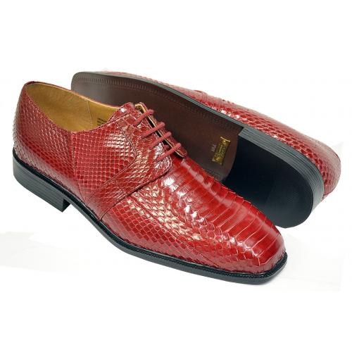 Giorgio Brutini "Slaton" Red All-Over Genuine Snakeskin Lace-Up Shoes 155220
