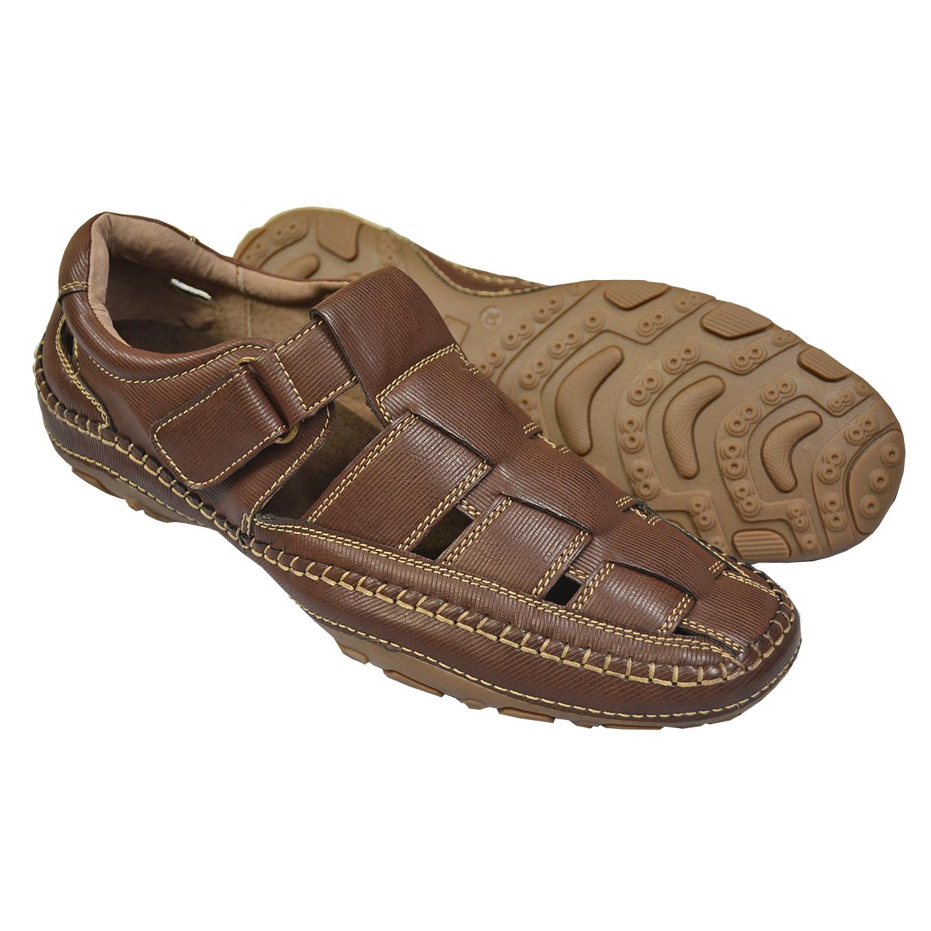 GBX Sentaur Brown Vegan Leather Monk Strap Fisherman Sandals 135592-2 ...