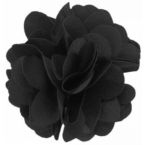 Classico Italiano Solid Black Silk Flower Lapel Pin LP61
