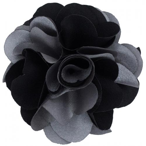 Classico Italiano Black / Grey Silk Flower Lapel Pin LP32