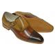 Giorgio Venturi Camel / Cognac / Brown Calfskin Leather Cap Toe Monk Strap Shoes 6771