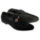 La Milano "Barney" Black Velvet Slip-On Gold Bit Loafers