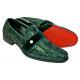 Saint Lorenzo Emerald Green Sequined / Velvet Slip-On Bit Strap Loafers 6830