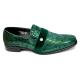 Saint Lorenzo Emerald Green Sequined / Velvet Slip-On Bit Strap Loafers 6830