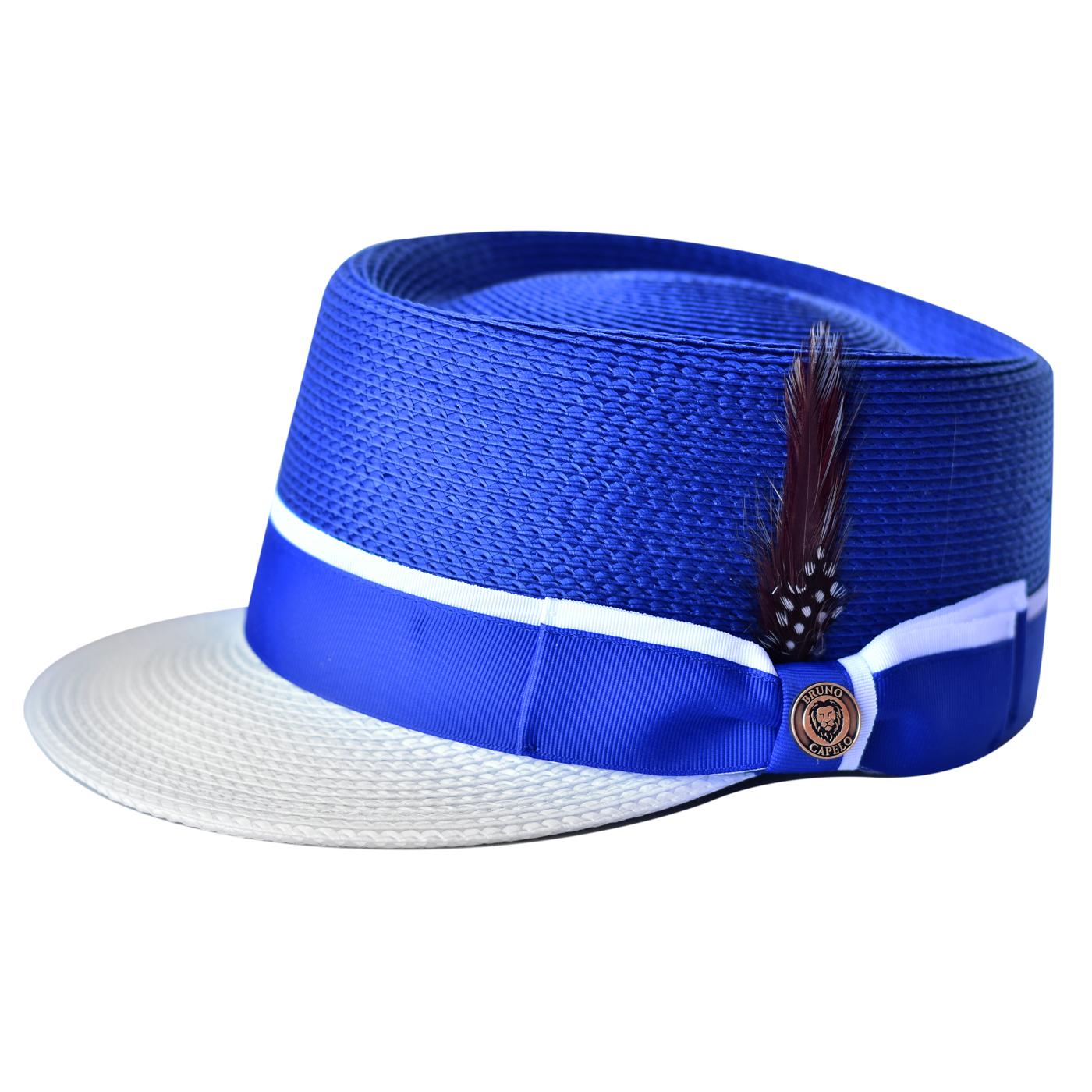 Blue / Bruno LG-222 Royal Straw $49.90 - :: Braided Capelo Baseball Telescope White Upscale Hat Menswear