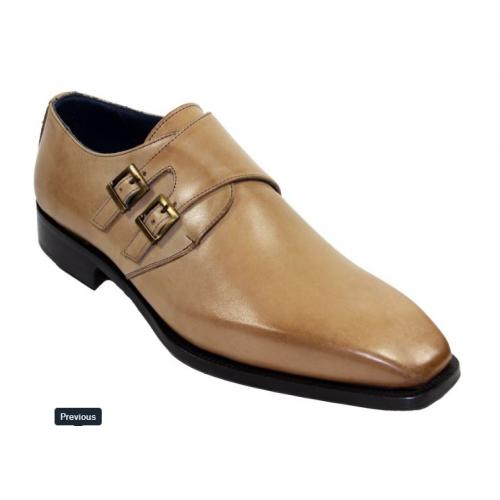 Duca Di Matiste "Latina" Neutro Genuine Calfskin Double Buckle Loafer Shoes.