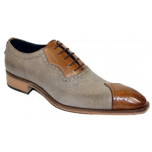 Duca Di Matiste "Marino" Cognac / Neutro Genuine Calfskin Lace up Oxford Shoes.