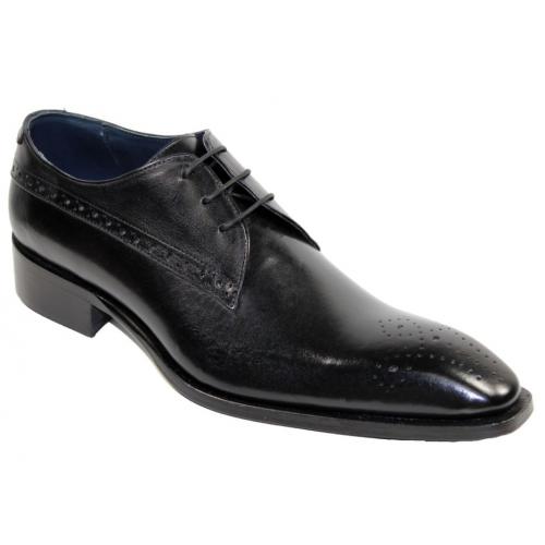 Duca Di Matiste "Ravello" Black Genuine Calfskin Lace up  Oxford Shoes.