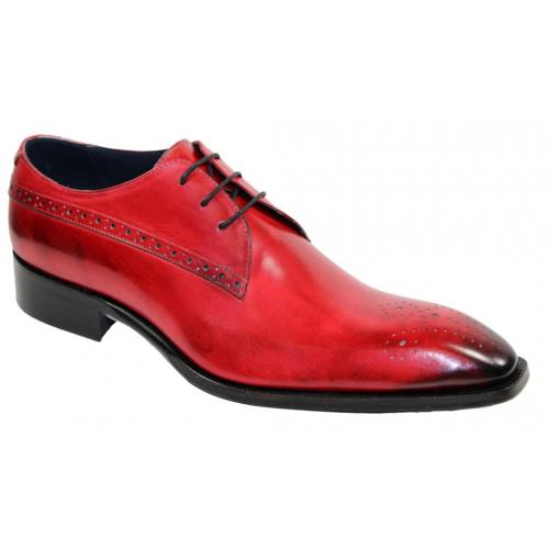 Duca Di Matiste "Ravello" Red Genuine Calfskin Lace up  Oxford Shoes.