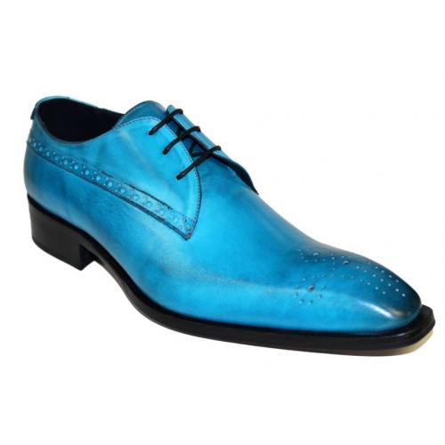Duca Di Matiste "Ravello" Turquoise Genuine Calfskin Lace up  Oxford Shoes.