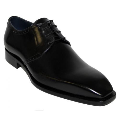 Duca Di Matiste "Sora" Black Genuine Calfskin Lace-up Oxford Shoes.