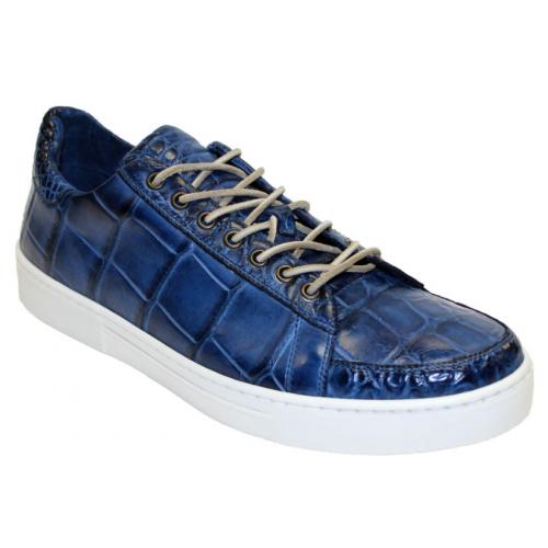 Fennix Italy "Adam" Blue Genuine Alligator Sneakers.