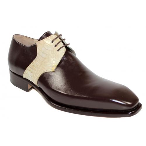 Fennix Italy "Arthur" Chocolate / Bone  Genuine Alligator Oxford Shoes.