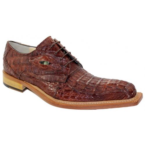 Fennix Italy "Hugo" Cognac Genuine Hornback Crocodile Oxford Shoes.