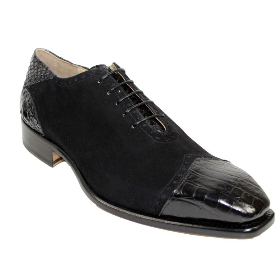 Fennix Italy James Black Genuine Alligator / Suede Oxford Shoes. - $495 ...